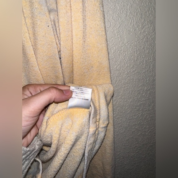 Dittos Yellow Hooded Sweatshirt Raw Edges V Neck Size Large - Picture 4 of 8